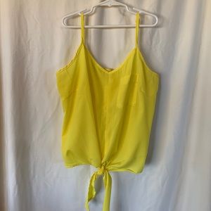 Yellow chiffon style fabric tie cami no tags